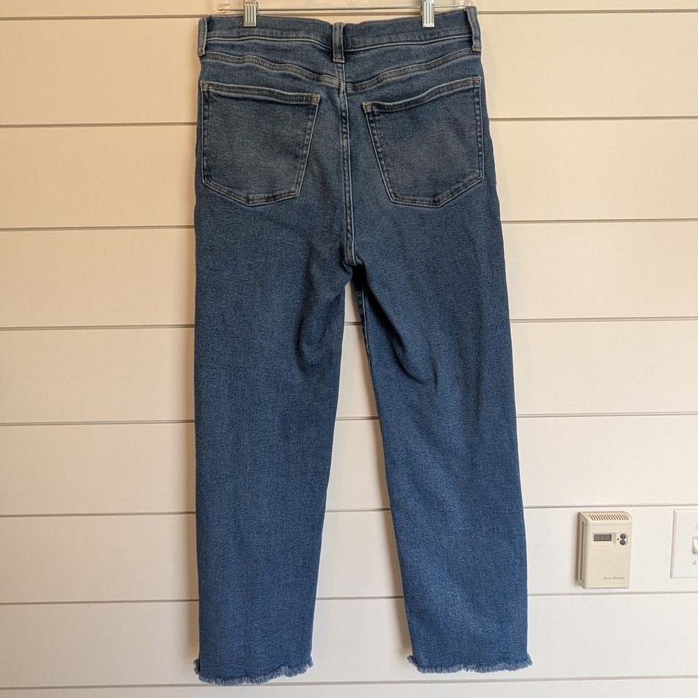 J.Crew Stovepipe Jeans Raw Hem Straight Leg Ankle High Rise Size 28 X 26 - Picture 7 of 13